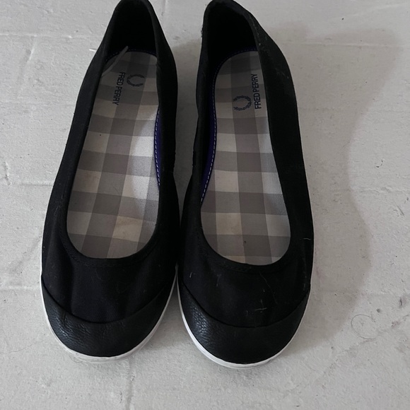 Amy Winehouse style Black Fred Perry black ballet flats size 7 - Picture 2 of 4